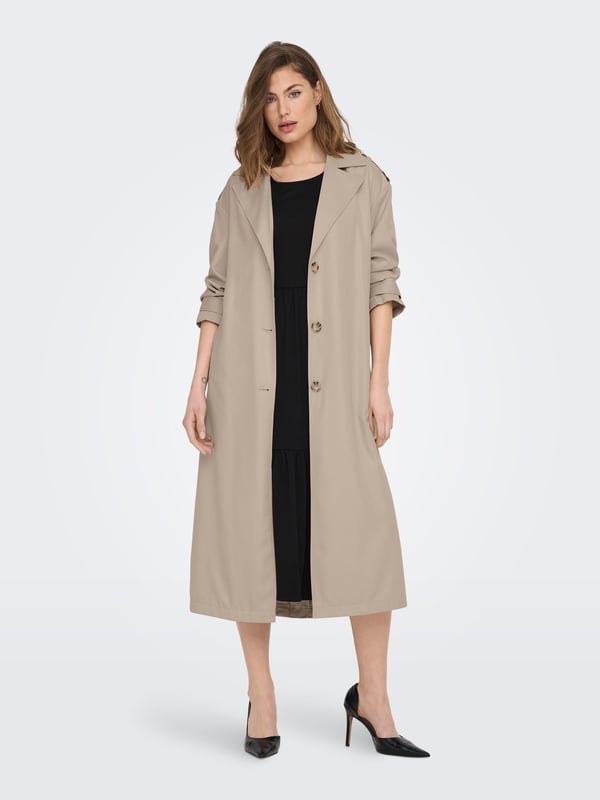 Only ONLLINE X-LONG TRENCHCOAT OTW NOOS Bej Kadın Mont