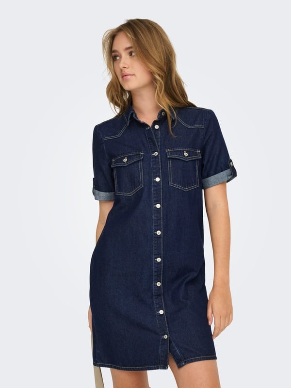 Only ONLLISA S/S DNM DRESS GUA NOOS Lacivert Kadın Elbise