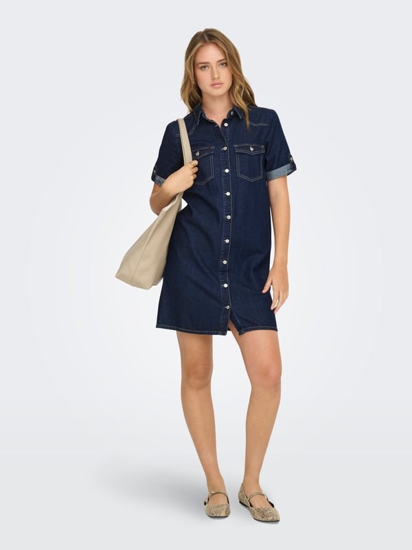 Only ONLLISA S/S DNM DRESS GUA NOOS Lacivert Kadın Elbise