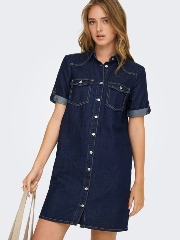 Only ONLLISA S/S DNM DRESS GUA NOOS Lacivert Kadın Elbise
