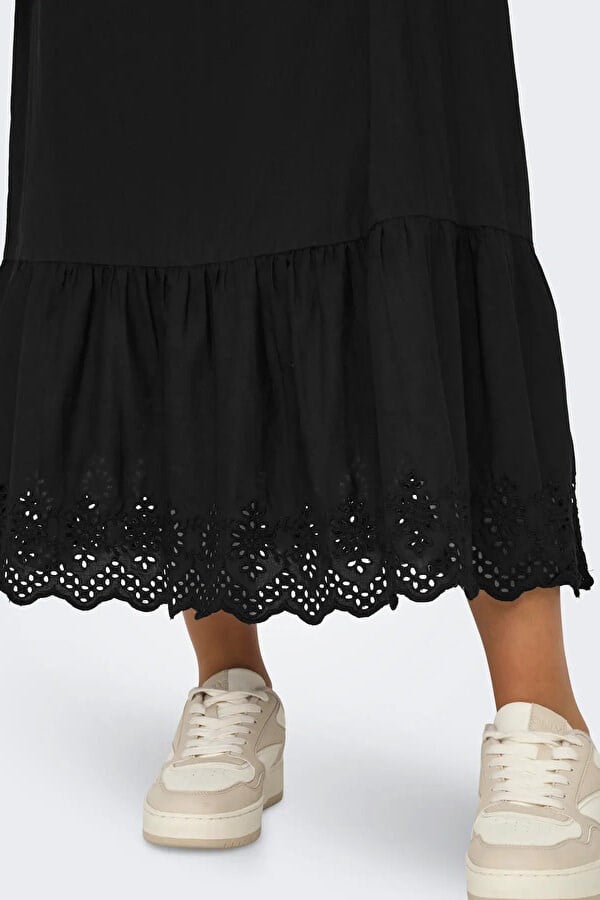Only ONLLOU LIFE EMB STRAP ANKEL DRESS PTM Siyah Kadın Elbise