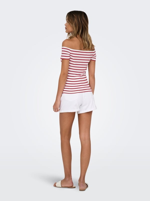 Only ONLLUCA S/S BOATNECK TOP JRS Beyaz Kadın Bluz
