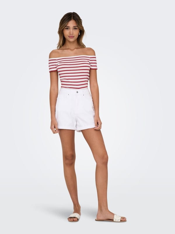 Only ONLLUCA S/S BOATNECK TOP JRS Beyaz Kadın Bluz