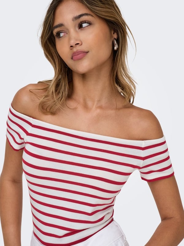 Only ONLLUCA S/S BOATNECK TOP JRS Beyaz Kadın Bluz