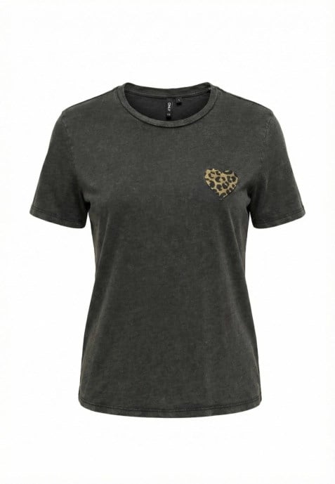 Only ONLLUCY S/S EMB. TOP BOX CC CS JRS Siyah Kadın T-Shirt
