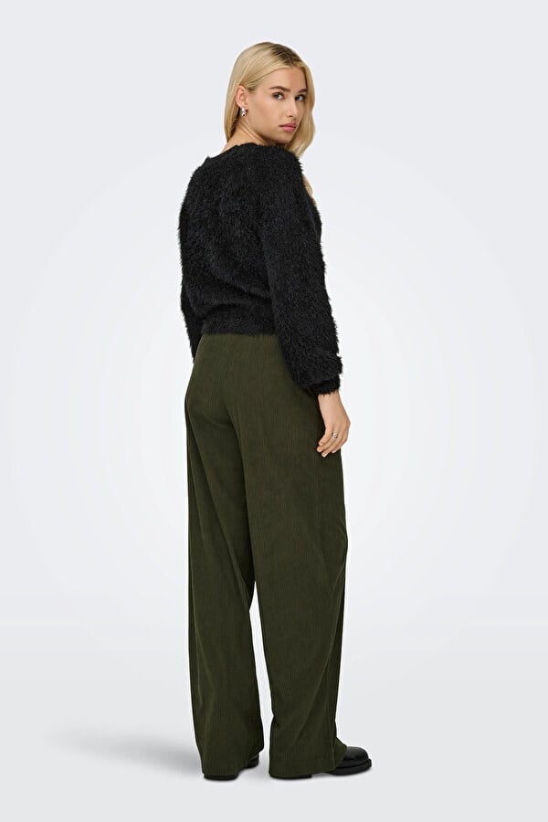 Only ONLLULU LS RIB SHORT O-NECK CC KNT Siyah Kadın Kazak