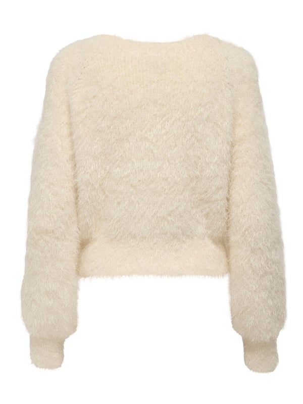 Only ONLLULU LS RIB SHORT O-NECK CC KNT Beyaz Kadın Kazak