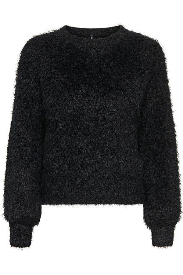Only ONLLULU LS RIB SHORT O-NECK CC KNT Siyah Kadın Kazak