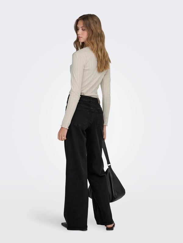 Only ONLMADISON BLUSH HW WIDE DNM CRO099 NOOS Siyah Kadın Kot Pantolon