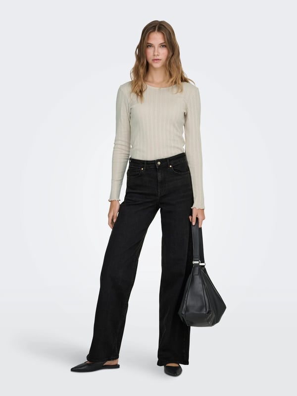 Only ONLMADISON BLUSH HW WIDE DNM CRO099 NOOS Siyah Kadın Kot Pantolon