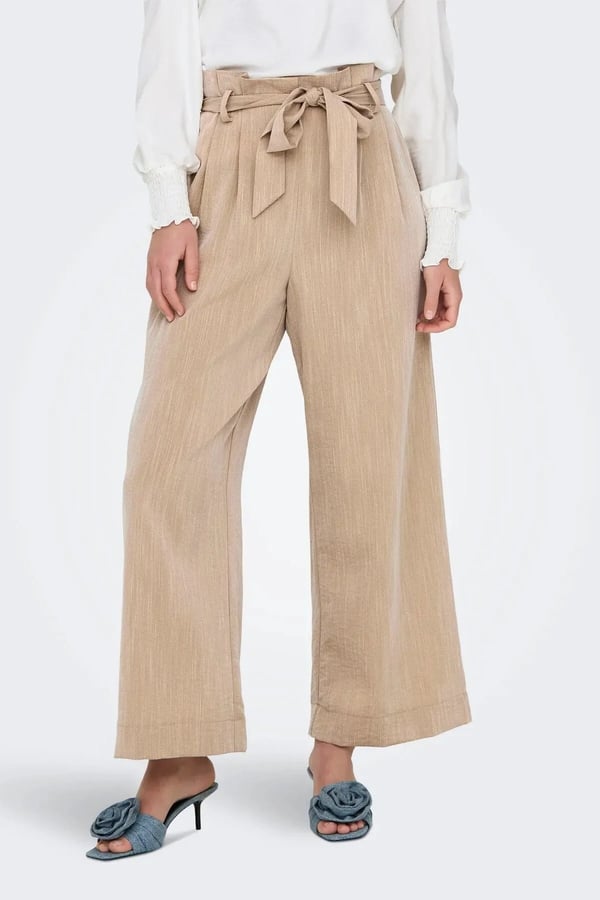 Only ONLMARSA SOLID PAPERBAG PANT WVN NOOS Bej Kadın Pantolon