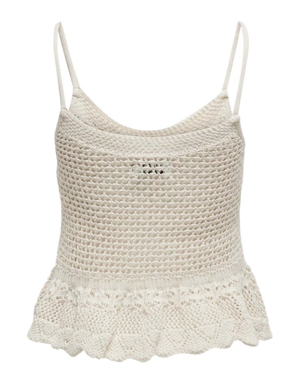 Only ONLMARY SL PEPLUM TOP RP KNT Bej Kadın T-Shirt