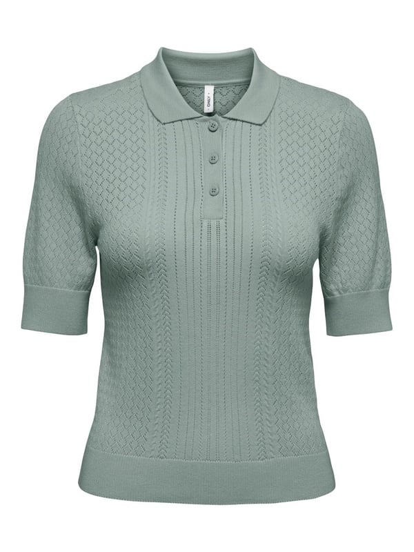 Only ONLMEDDI LIFE SS STRUCTURE POLO CC KNT Turkuaz Kadın T-Shirt