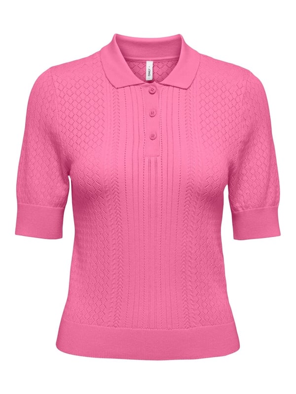 Only ONLMEDDI LIFE SS STRUCTURE POLO CC KNT Fuşya Kadın T-Shirt