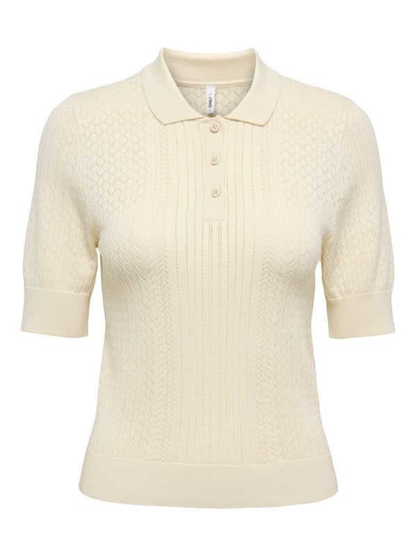 Only ONLMEDDI LIFE SS STRUCTURE POLO CC KNT Bej Kadın T-Shirt