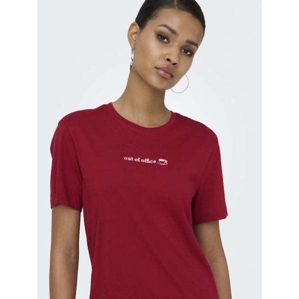 Only ONLMILENA S/S T-SHIRT BOX SUD JRS Kırmızı Kadın T-Shirt