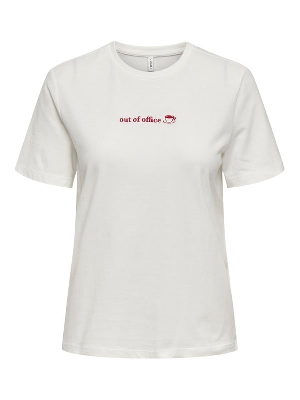 Only ONLMILENA S/S T-SHIRT BOX SUD JRS Beyaz Kadın T-Shirt