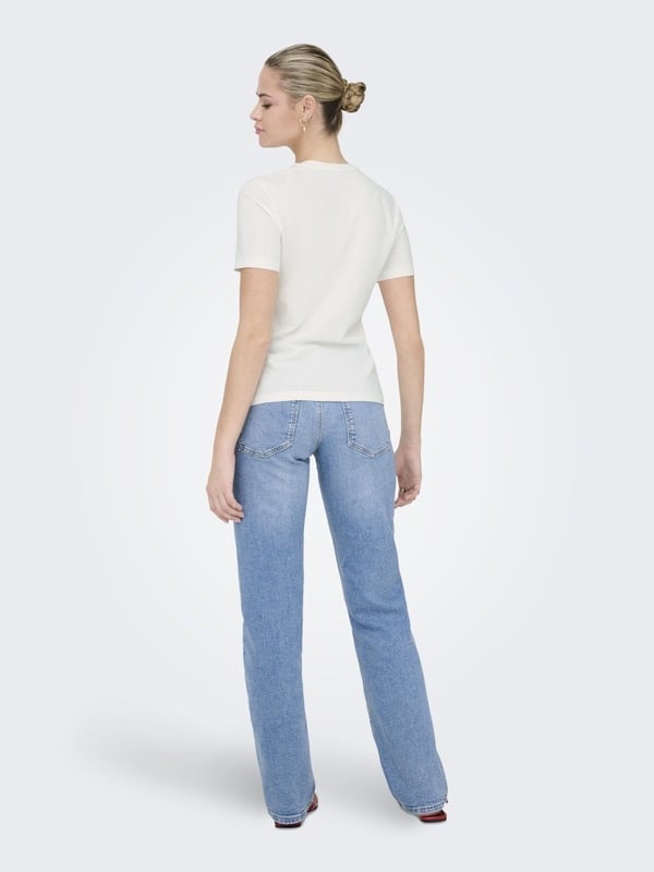 Only ONLMILENA S/S T-SHIRT BOX SUD JRS Beyaz Kadın T-Shirt
