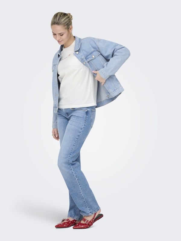 Only ONLMILENA S/S T-SHIRT BOX SUD JRS Beyaz Kadın T-Shirt