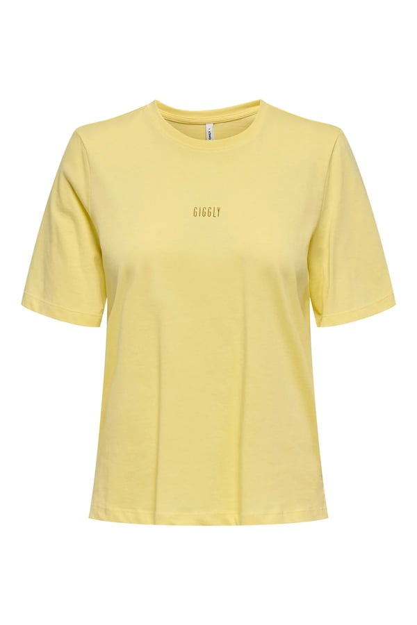 Only ONLMOODY LIFE S/S WORD TOP BOX JRS Sarı Kadın T-Shirt