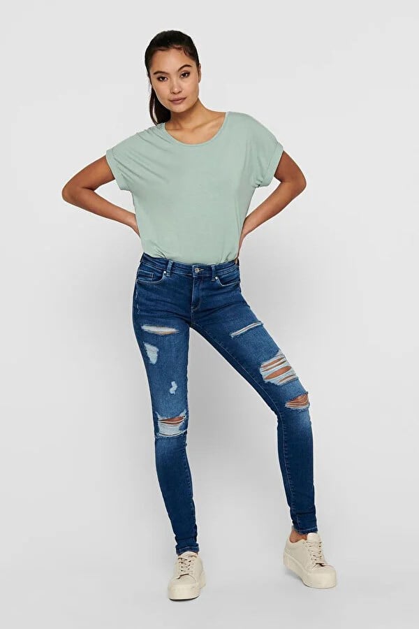 Only ONLMOSTER S/S O-NECK TOP NOOS JRS Turkuaz Kadın T-Shirt