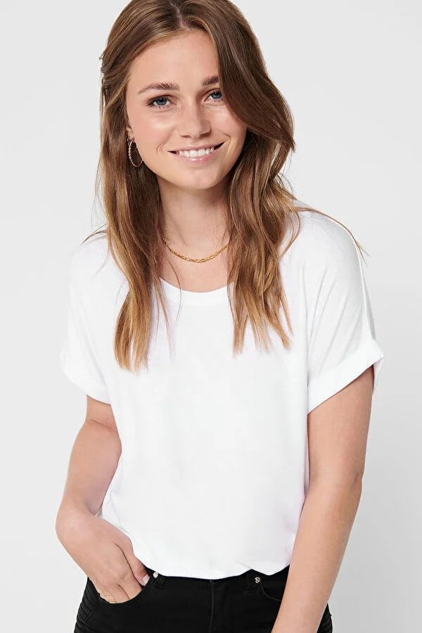 Only ONLMOSTER S/S O-NECK TOP NOOS JRS Kırık Beyaz Kadın T-Shirt