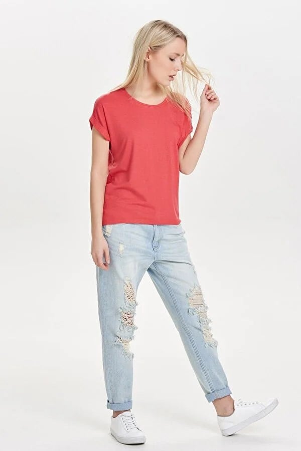 Only ONLMOSTER S/S O-NECK TOP NOOS JRS Fuşya Kadın T-Shirt