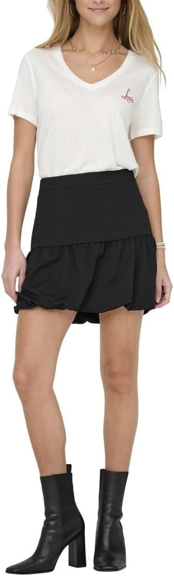 Only ONLNEW BELLE S/S LOVE V-NECK TOP BOX JRS Beyaz Kadın T-Shirt