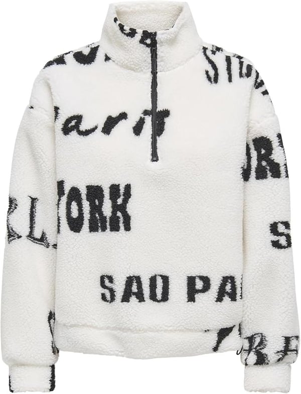 Only ONLNEW JANNE L/S HALF ZIP BOX SWT Beyaz Kadın Sweatshirt