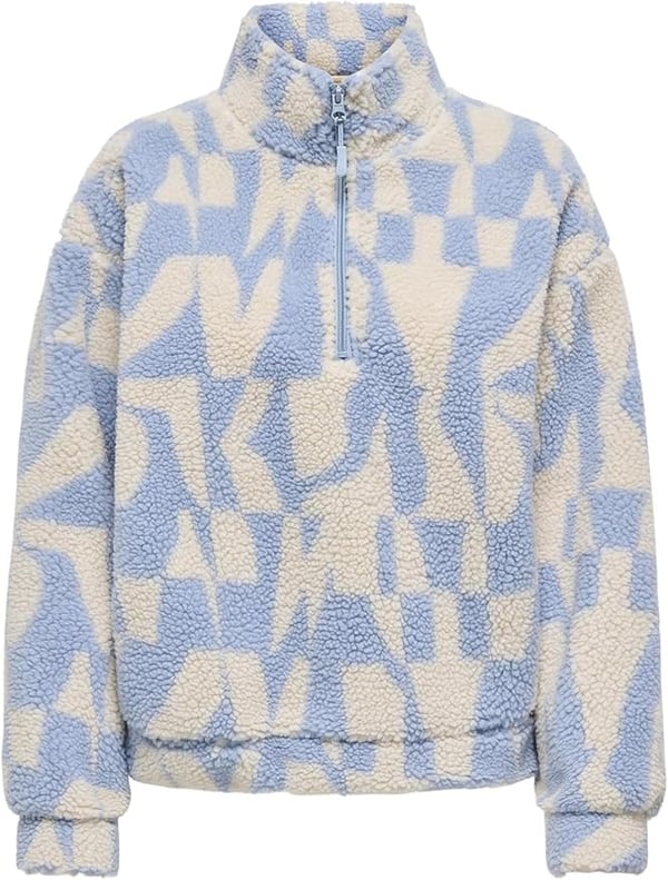 Only ONLNEW JANNE L/S HALF ZIP BOX SWT Açık Mavi Kadın Sweatshirt