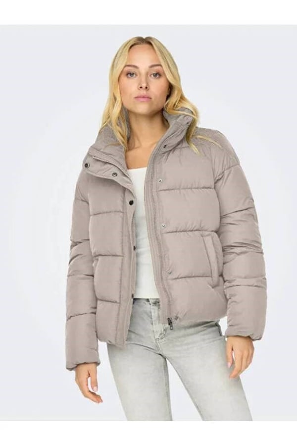 Only ONLNEWCOOL PUFFER JACKET OTW NOOS Bej Kadın Ceket