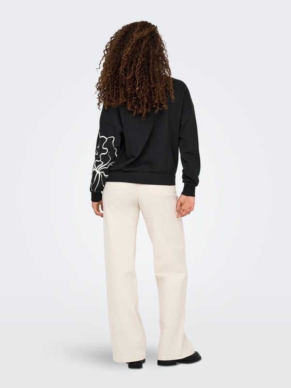 Only ONLODESSA L/S O-NECK BOX UB NOOS SWT Siyah Kadın Sweatshirt