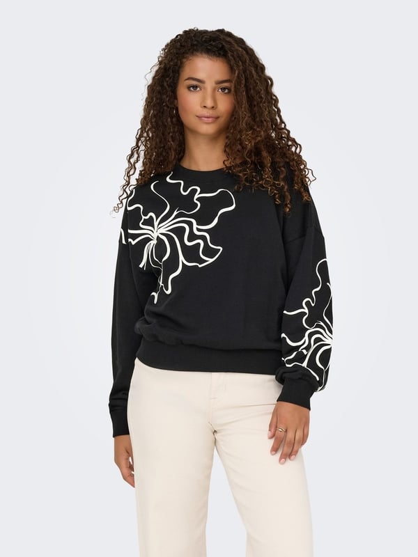 Only ONLODESSA L/S O-NECK BOX UB NOOS SWT Siyah Kadın Sweatshirt