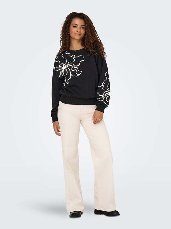 Only ONLODESSA L/S O-NECK BOX UB NOOS SWT Siyah Kadın Sweatshirt