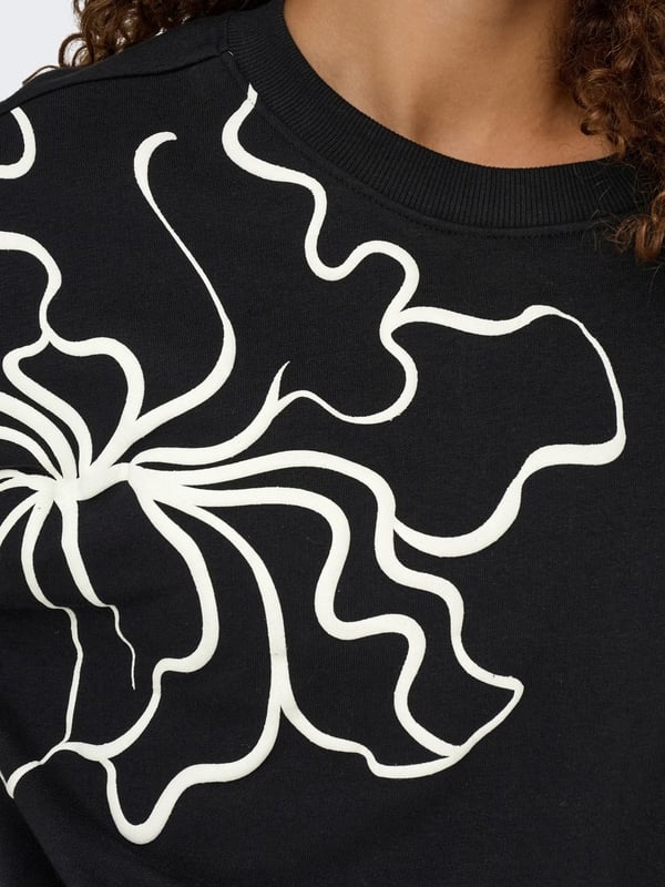 Only ONLODESSA L/S O-NECK BOX UB NOOS SWT Siyah Kadın Sweatshirt