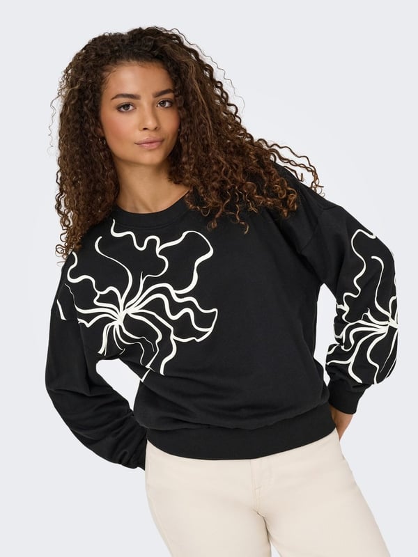 Only ONLODESSA L/S O-NECK BOX UB NOOS SWT Siyah Kadın Sweatshirt