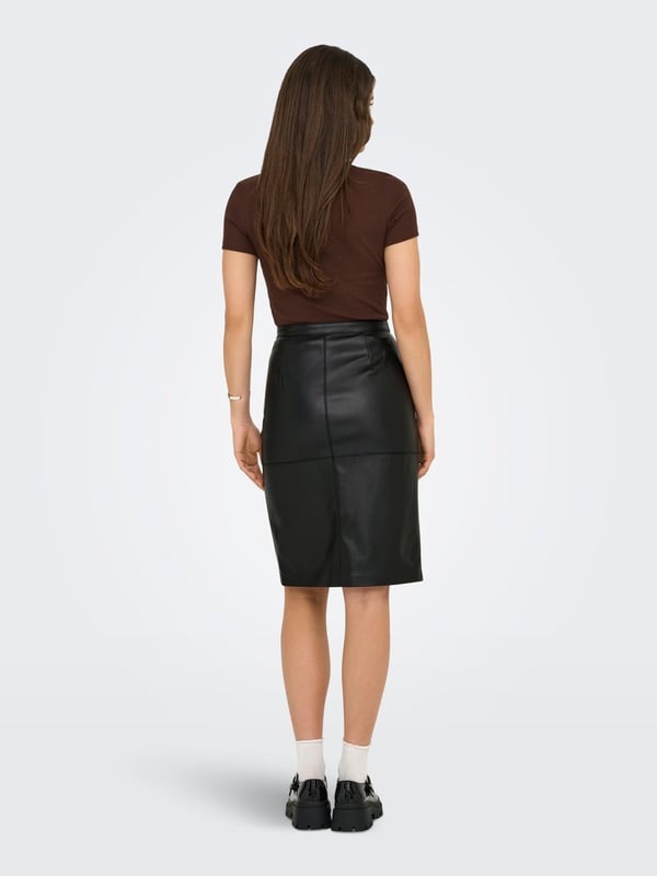 Only ONLOLINE FAUX LEATHER SKIRT OTW NOOS Siyah Kadın Etek