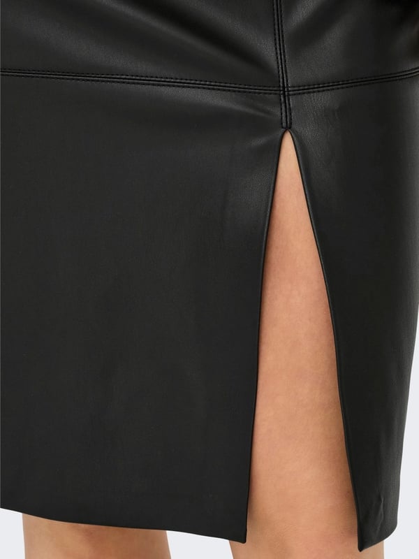 Only ONLOLINE FAUX LEATHER SKIRT OTW NOOS Siyah Kadın Etek