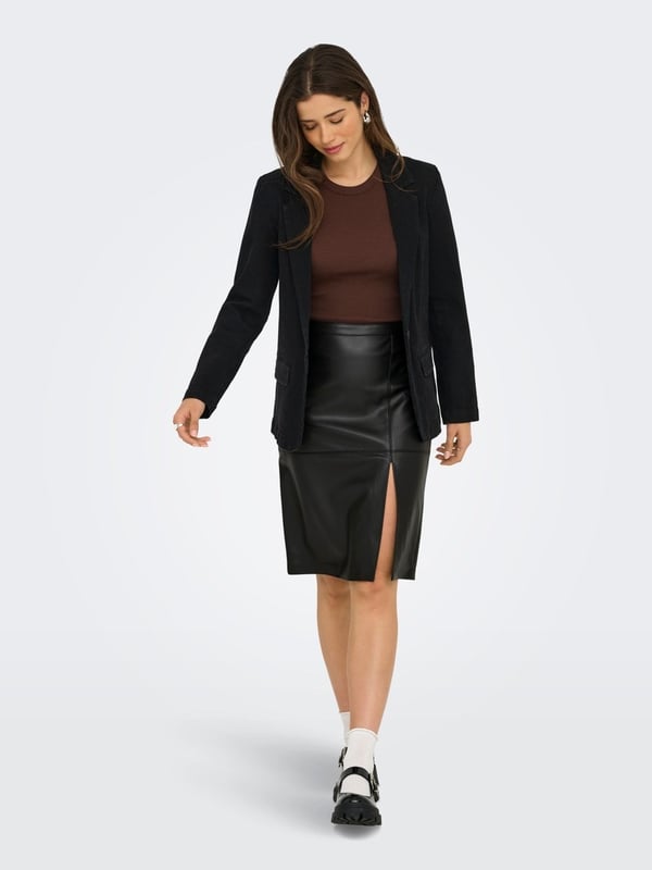Only ONLOLINE FAUX LEATHER SKIRT OTW NOOS Siyah Kadın Etek