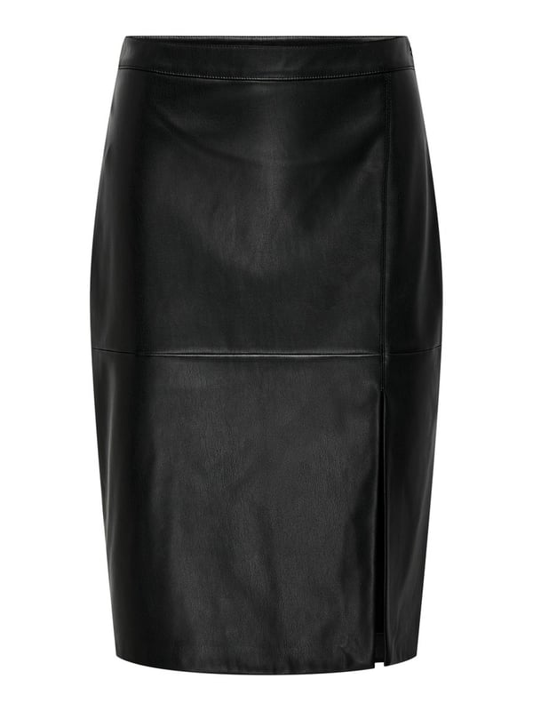 Only ONLOLINE FAUX LEATHER SKIRT OTW NOOS Siyah Kadın Etek
