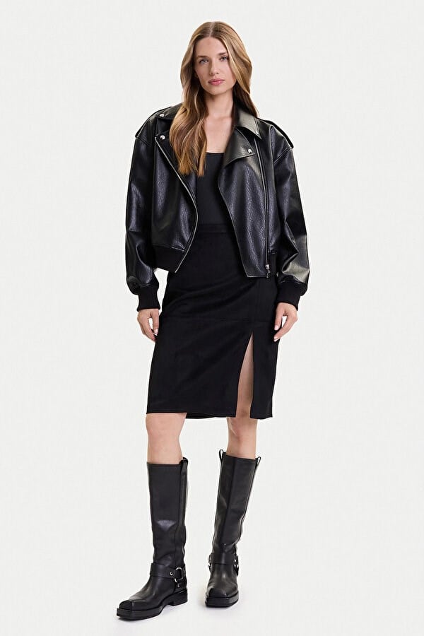 Only ONLOLINE LIFE FAUX SUEDE SKIRT OTW Siyah Kadın Etek