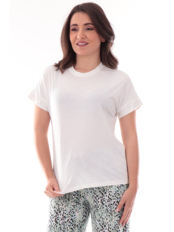 Only ONLOLIVIA S/S LOOSE O-NECK TOP JRS Beyaz Kadın Bluz