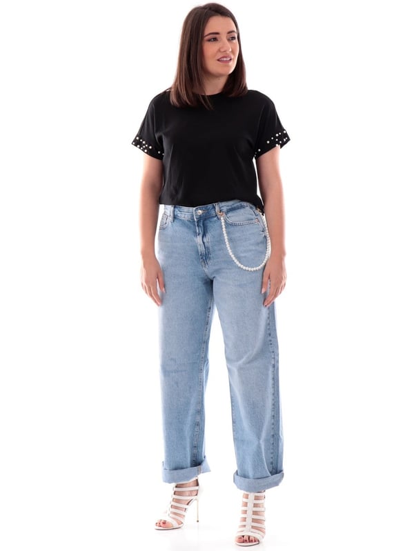 Only ONLOLIVIA S/S LOOSE O-NECK TOP JRS Siyah Kadın Bluz