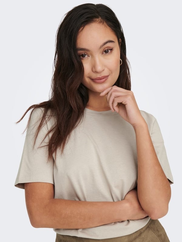 Only ONLONLY S/S TEE JRS NOOS Bej Kadın T-Shirt
