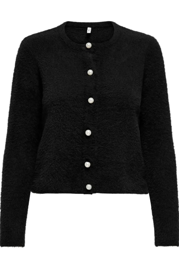 Only ONLPETRA LS PEARL O-NECK CARDI CC KNT Siyah Kadın Hırka