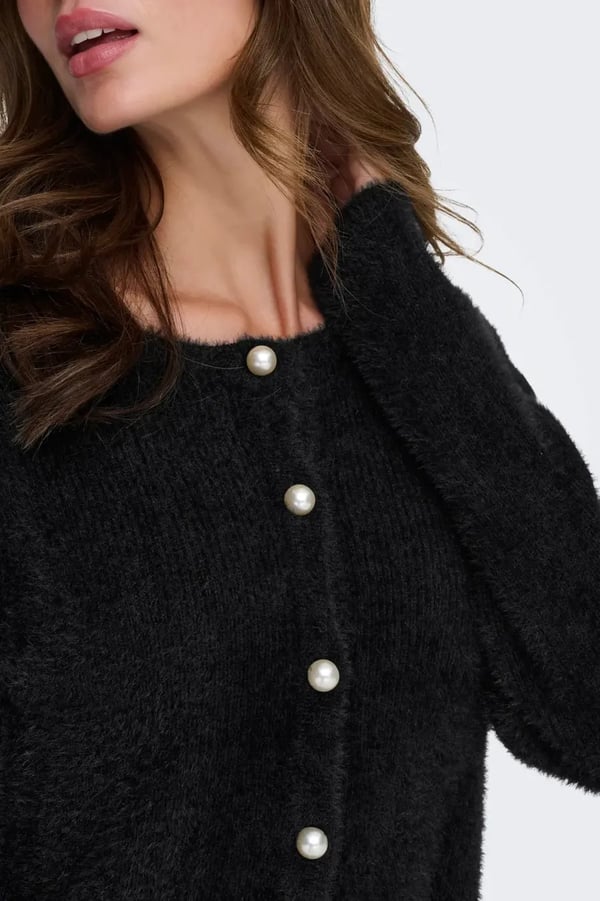 Only ONLPETRA LS PEARL O-NECK CARDI CC KNT Siyah Kadın Hırka