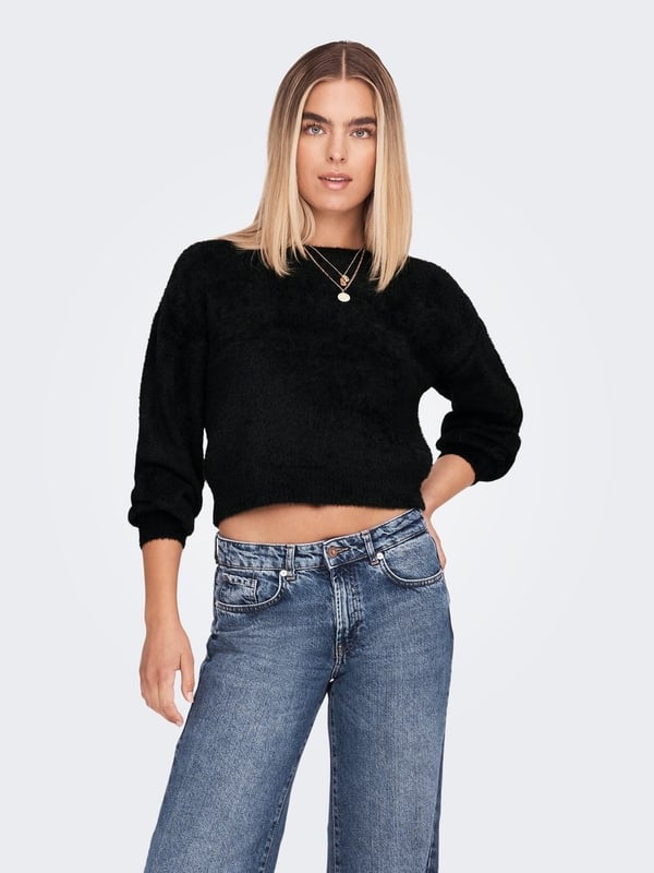 Only ONLPIUMO L/S PULLOVER KNT NOOS Siyah Kadın Kazak