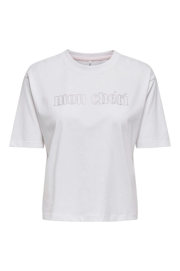 Only ONLRHINE S/S BOXY PRINT TOP BOX JRS Beyaz Kadın T-Shirt