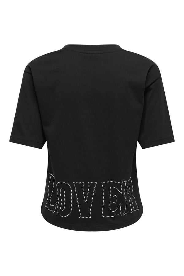 Only ONLRHINE S/S BOXY PRINT TOP BOX JRS Siyah Kadın T-Shirt