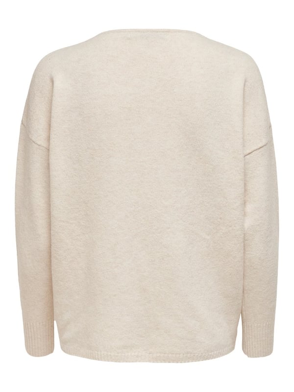 Only ONLRICA L/S V-NECK PULLO KNT NOOS Bej Kadın Kazak
